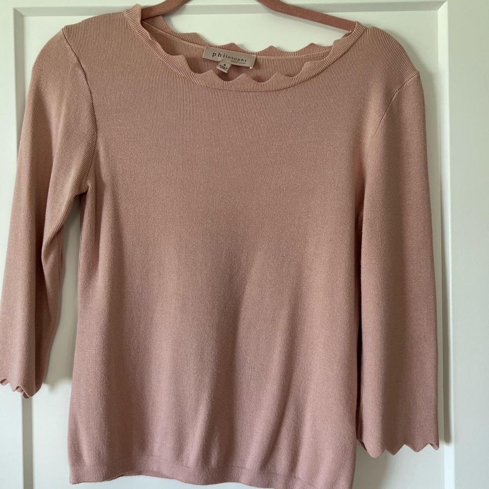 Philosophy Pink Scalloped Knit Top
